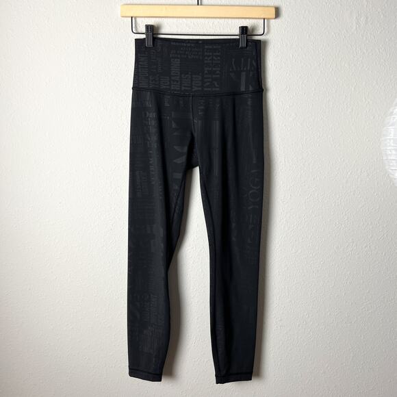lululemon wunder under hi rise 7/8 tights leggings black 20yr manifesto embossed - Picture 4 of 10